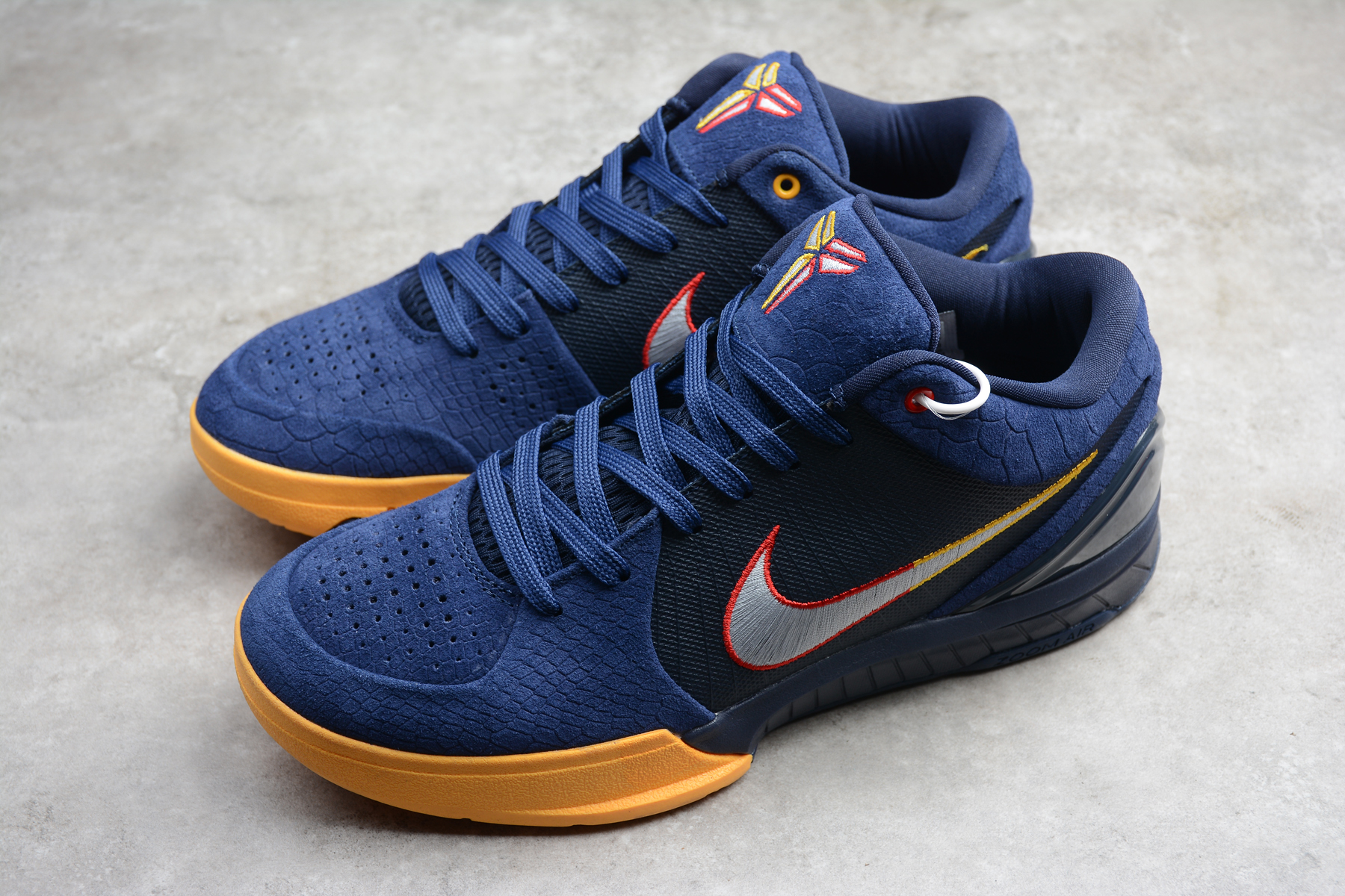 NiKe Zoom Kobe 4 Snake Scale Deep Blue Yellow Shoes